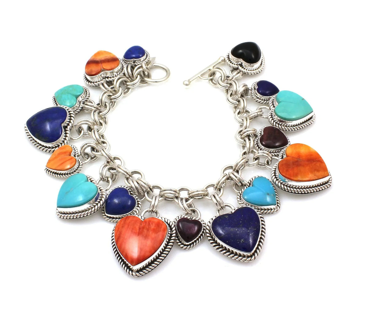 Heart Link Charm Bracelet by Artie Yellowhorse . Sorrel Sky Gallery artist. Online Art Gallery.