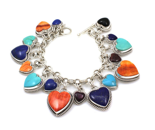 Heart Link Charm Bracelet-Jewelry-Artie Yellowhorse-Sorrel Sky Gallery