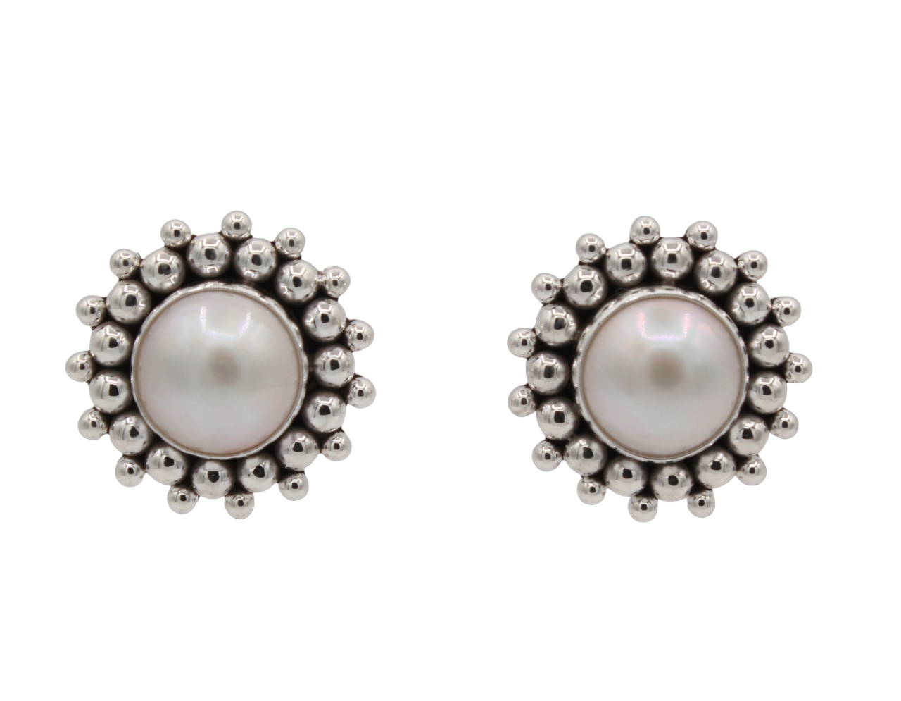 Mabe Pearl Post Earrings-Jewelry-Artie Yellowhorse-Sorrel Sky Gallery