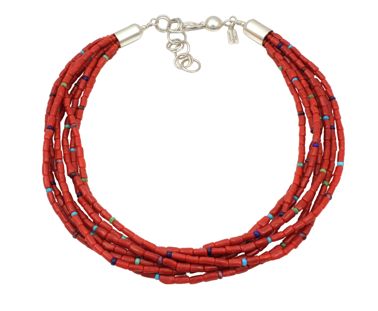 Mediterranean Coral 7 Strand Necklace-Jewelry-Artie Yellowhorse-Sorrel Sky Gallery