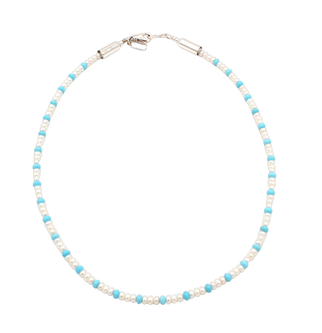 Single Strand Pearl and Turquoise Bead Necklace-Jewelry-Artie Yellowhorse-Sorrel Sky Gallery