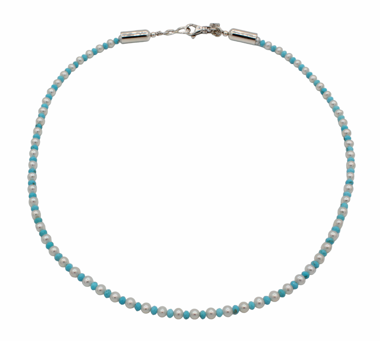 Single Strand Pearl and Turquoise Bead Necklace-Jewelry-Artie Yellowhorse-Sorrel Sky Gallery