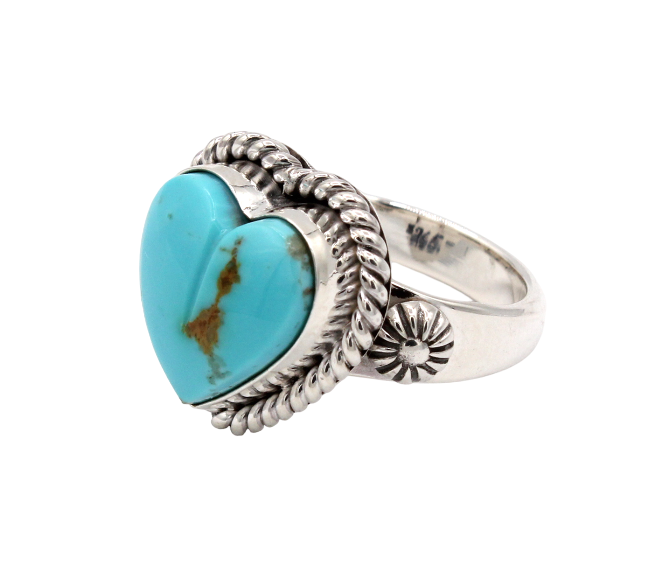 Small Kingman Heart Ring-Jewelry-Artie Yellowhorse-Sorrel Sky Gallery