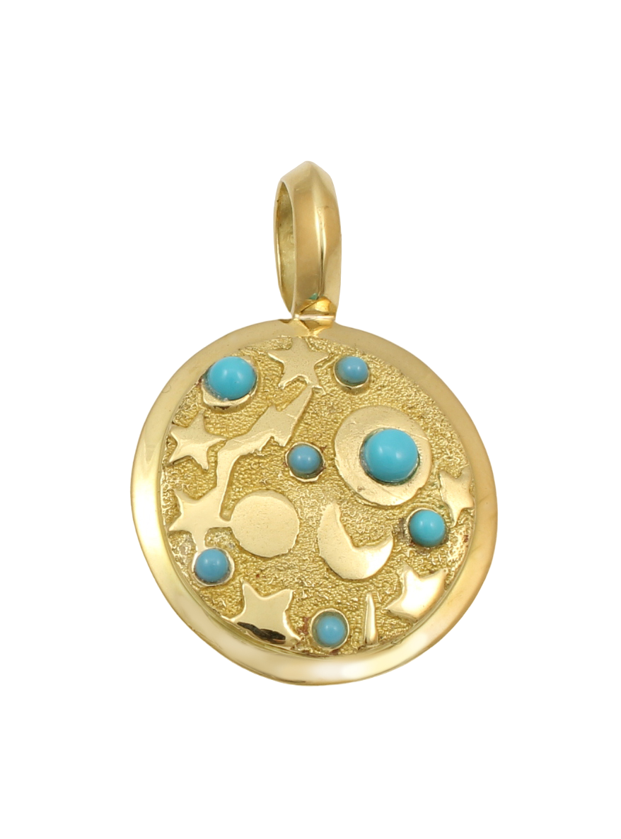 18K Gold Turquoise Creation Pendant-Jewelry-Ben Nighthorse-Sorrel Sky Gallery