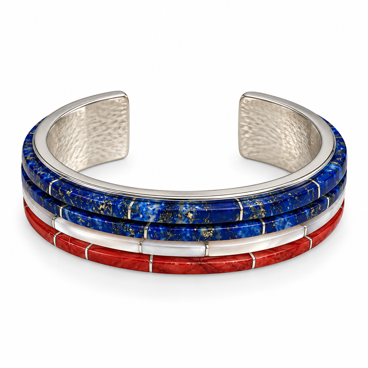 Four Channel Top Inlay Cuff Bracelet-Jewelry-Ben Nighthorse-Sorrel Sky Gallery