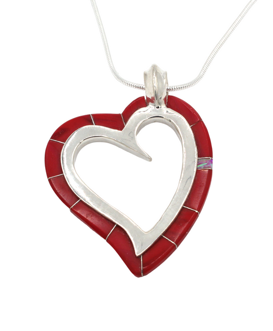 Heart Edge Inlay Pendant-Jewelry-Ben Nighthorse-Sorrel Sky Gallery