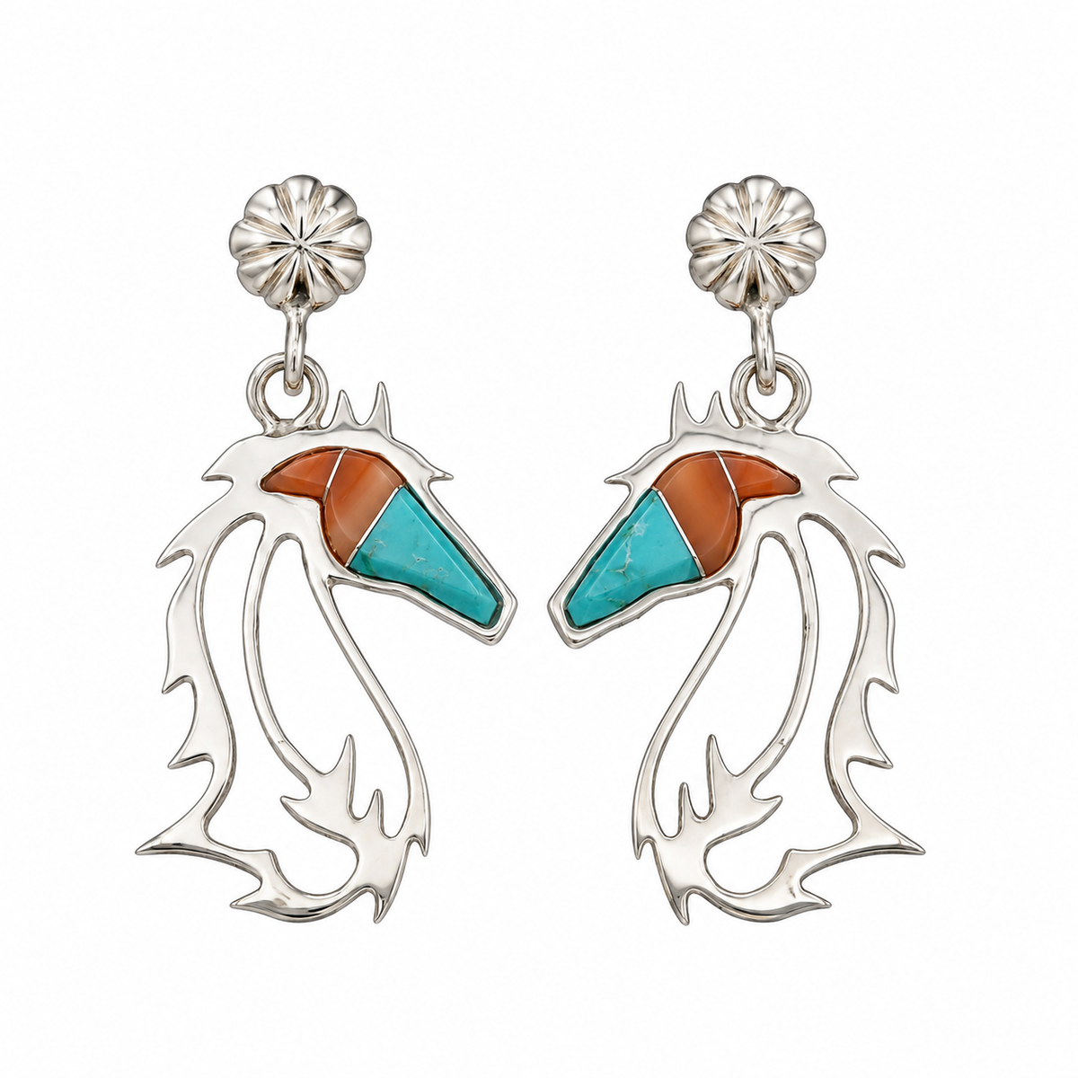 Horses in The Wind Earrings-Jewelry-Ben Nighthorse-Sorrel Sky Gallery