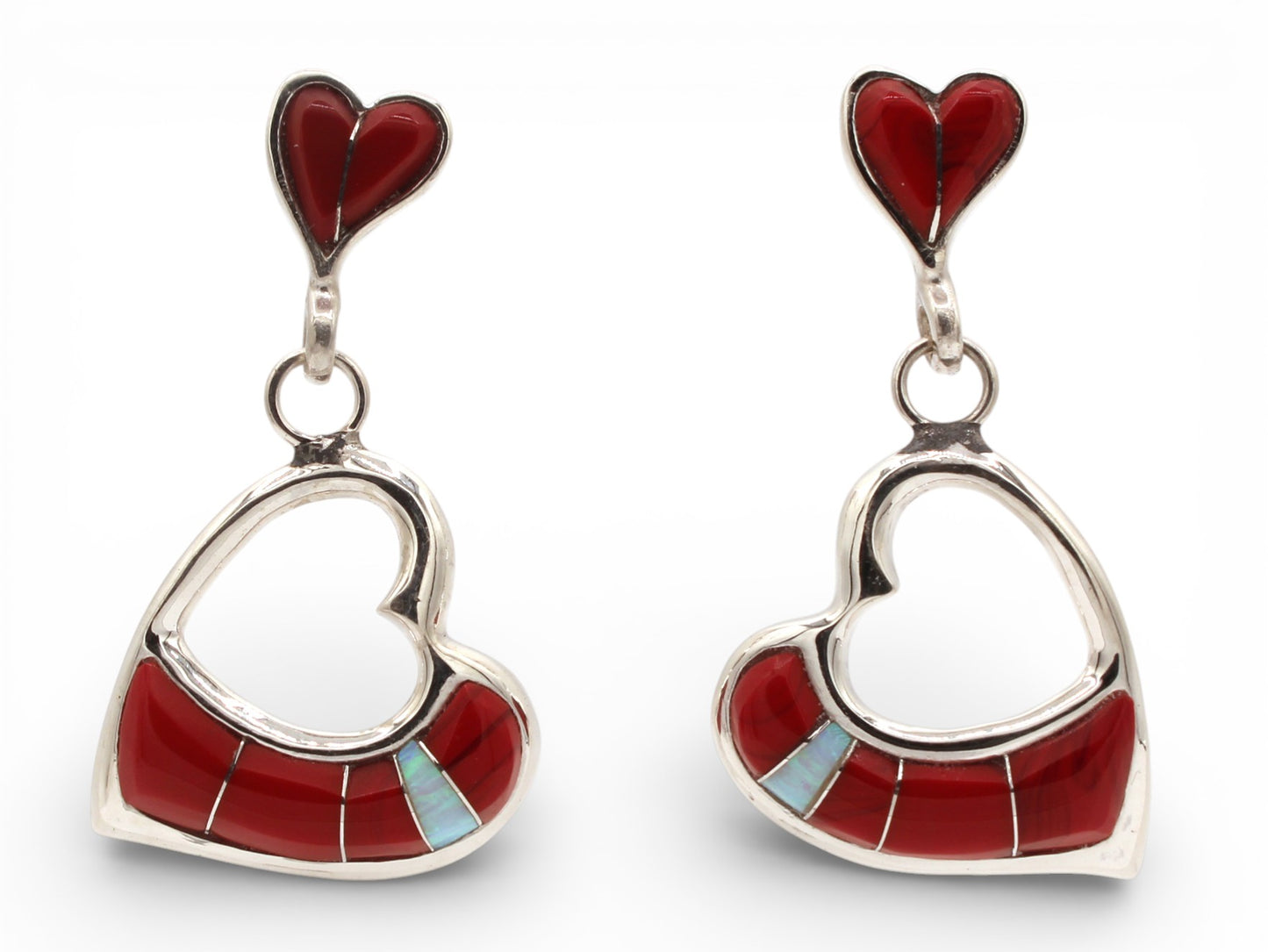 Inlay Heart Earrings-Jewelry-Ben Nighthorse-Sorrel Sky Gallery
