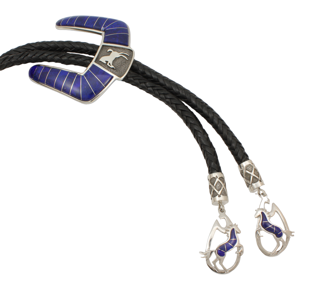 Lapis Horseshoe Bolo Tie-Jewelry-Ben Nighthorse-Sorrel Sky Gallery