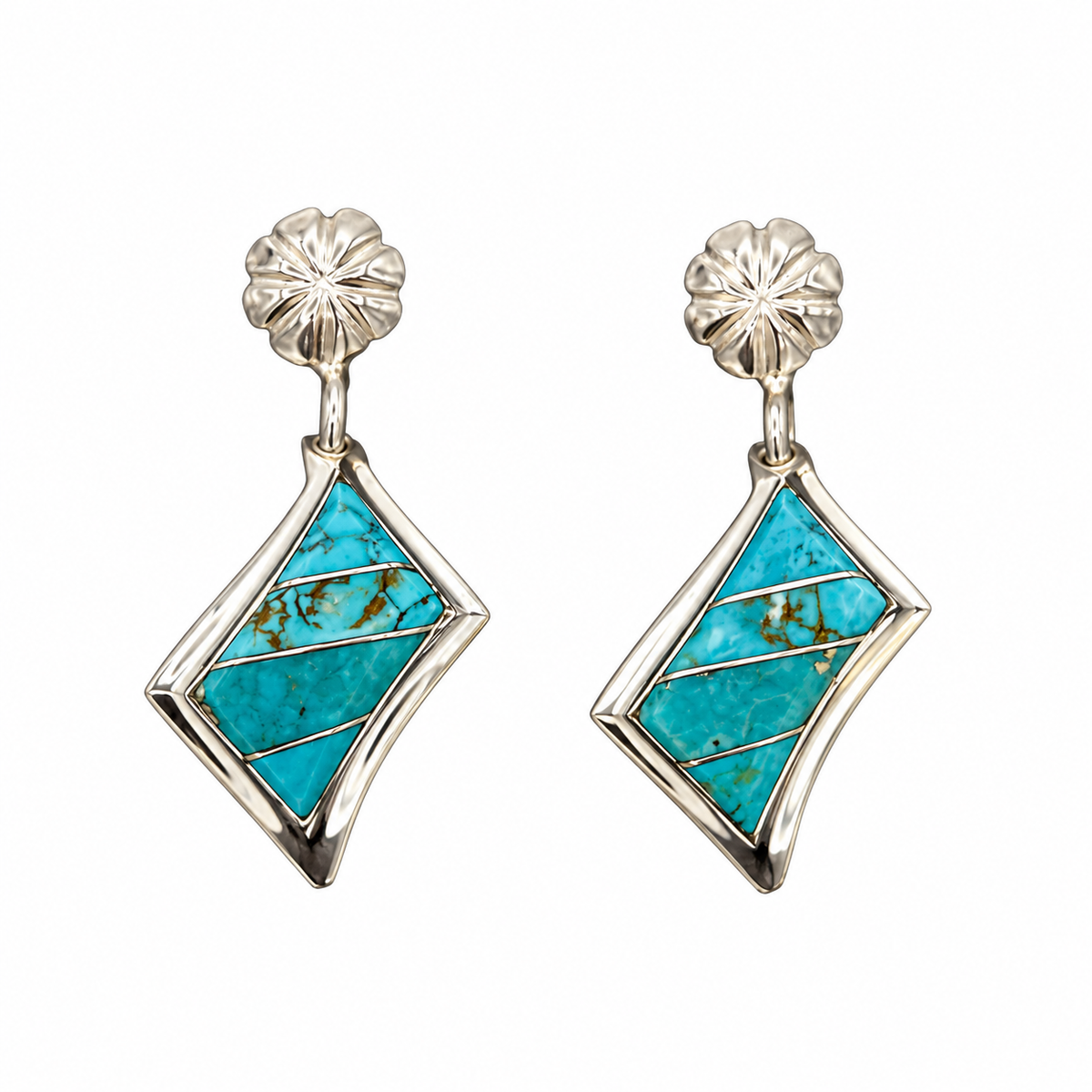 Lightning Earrings (Turquoise)-Jewelry-Ben Nighthorse-Sorrel Sky Gallery