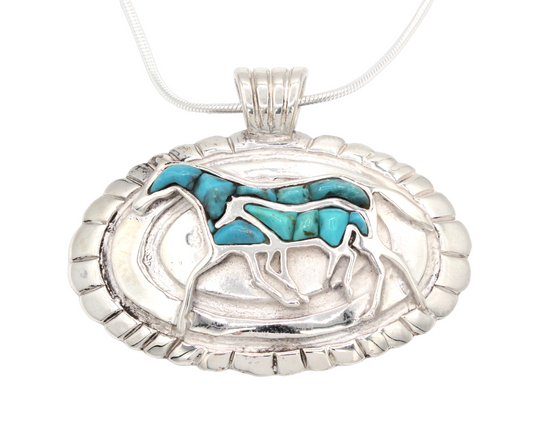 Mare and Colt Concho Pendant-Jewelry-Ben Nighthorse-Sorrel Sky Gallery