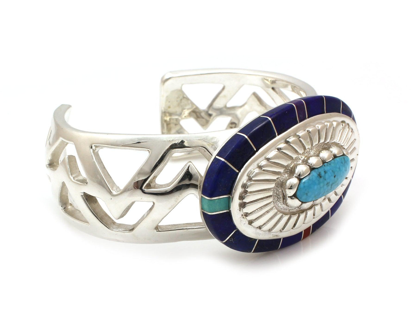 Open Triangle With Conch Cuff Bracelet-Jewelry-Ben Nighthorse-Sorrel Sky Gallery