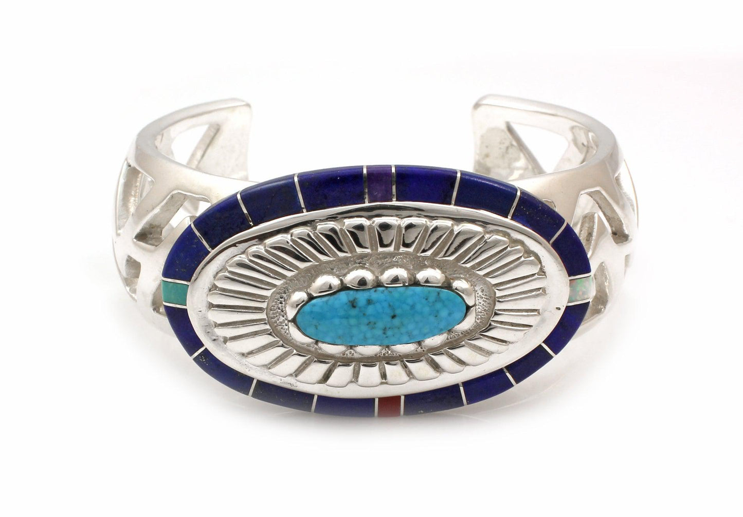 Open Triangle With Conch Cuff Bracelet-Jewelry-Ben Nighthorse-Sorrel Sky Gallery