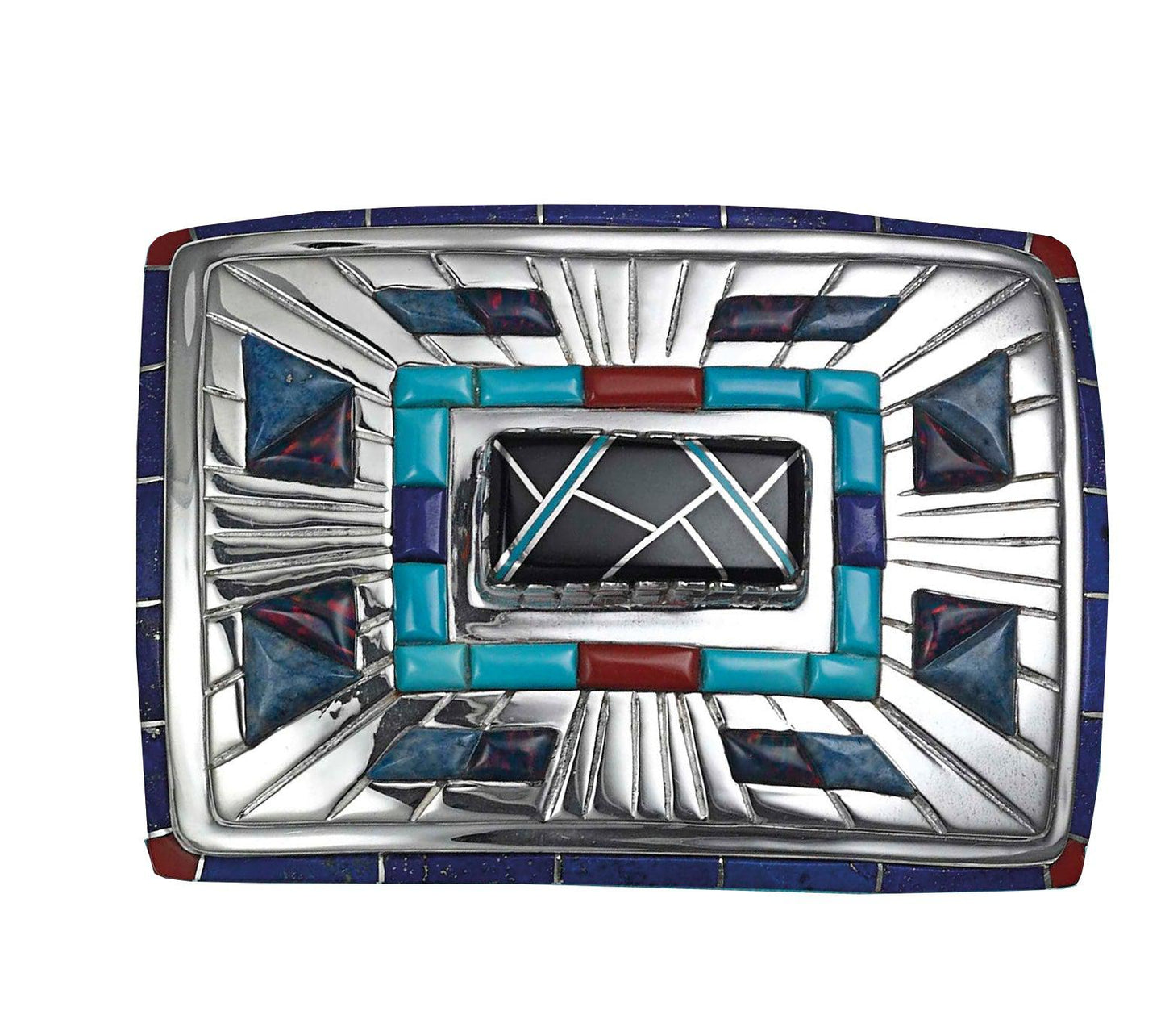 Rectangle Basket/Horses Buckle-Jewelry-Ben Nighthorse-Sorrel Sky Gallery