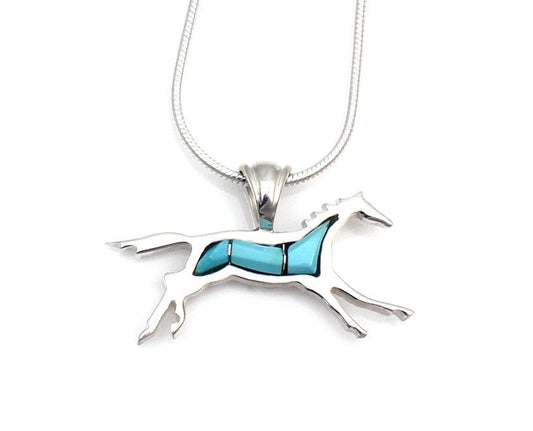 Small Inlayed Running Horse Pendant