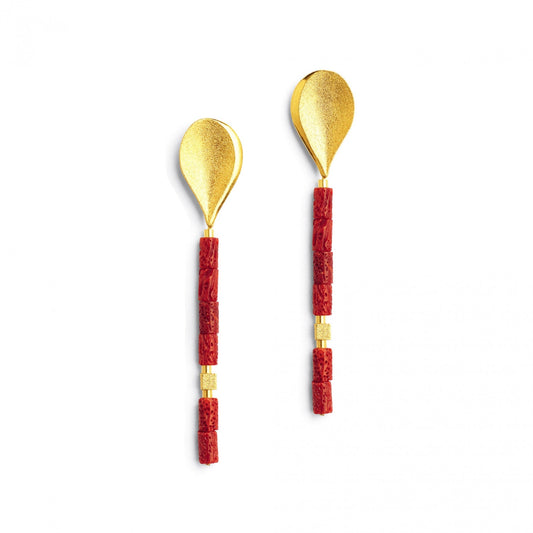 Aquelli Red Coral Earrings-Jewelry-Bernd Wolf-Sorrel Sky Gallery