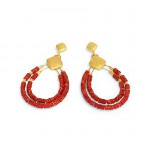 Coral Clini Earrings-Jewelry-Bernd Wolf-Sorrel Sky Gallery
