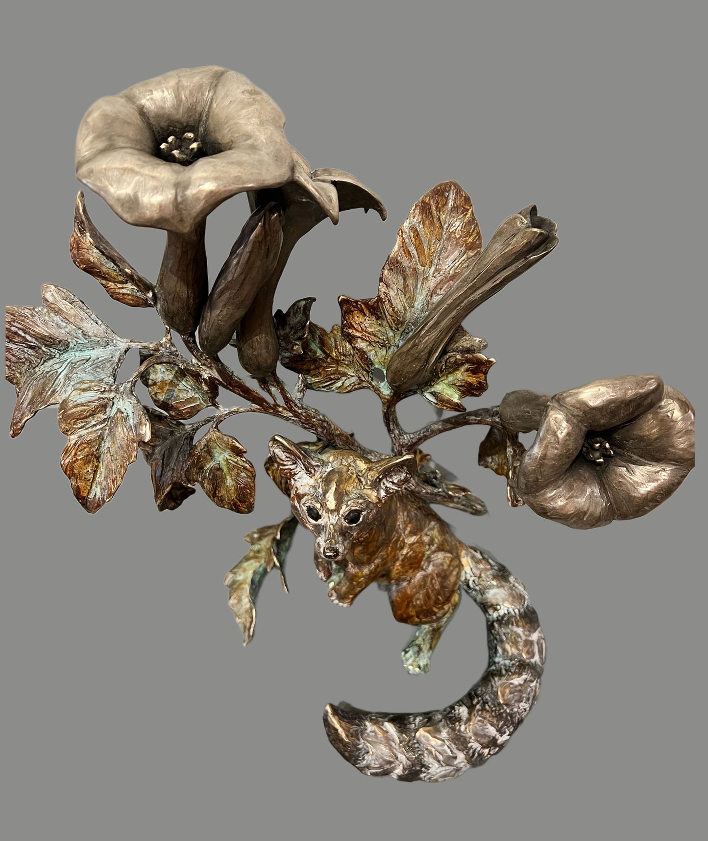 Moon Garden (Ring-Tailed Cat)-Sculpture-Bryce Pettit-Sorrel Sky Gallery