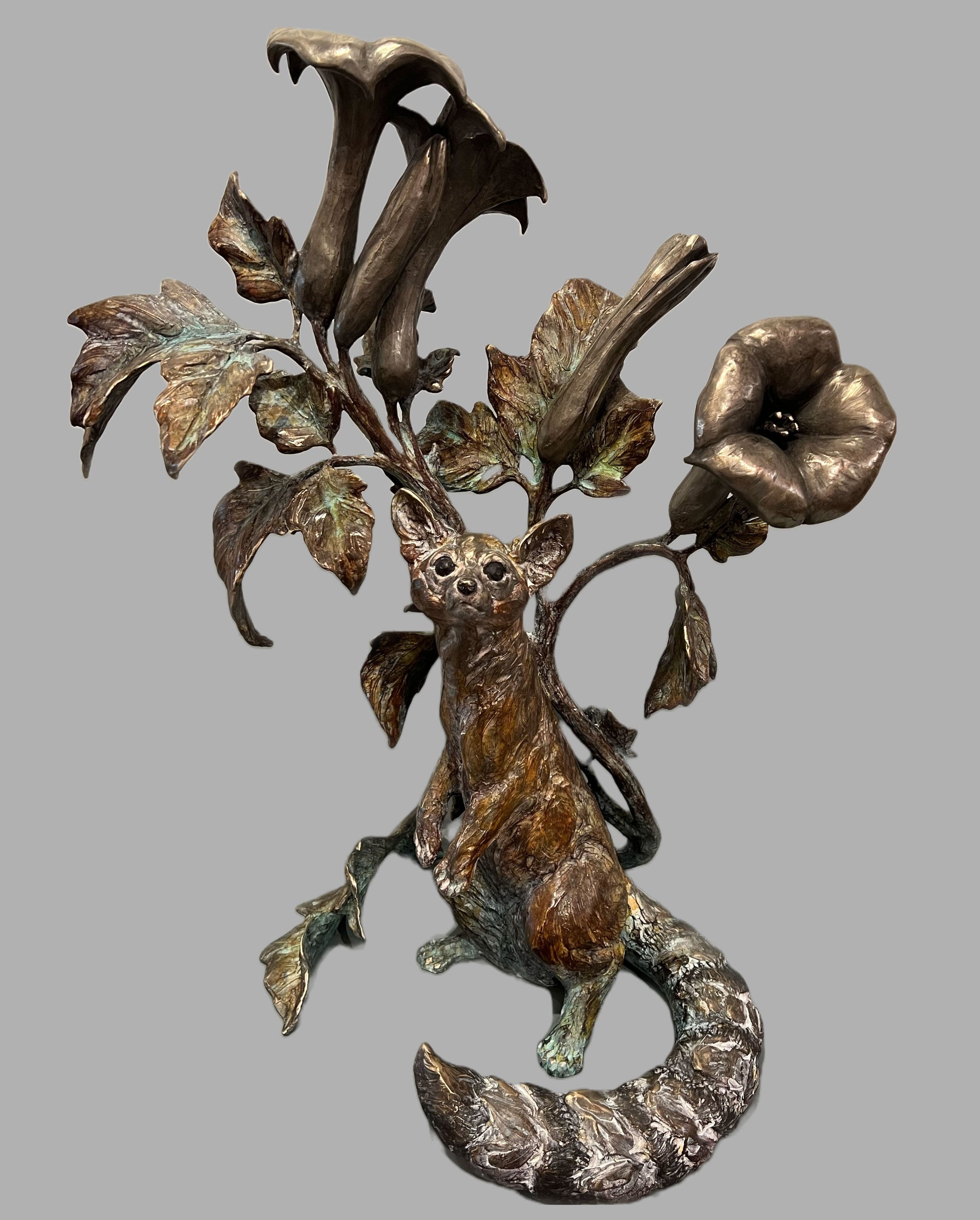 Moon Garden (Ring-Tailed Cat)-Sculpture-Bryce Pettit-Sorrel Sky Gallery