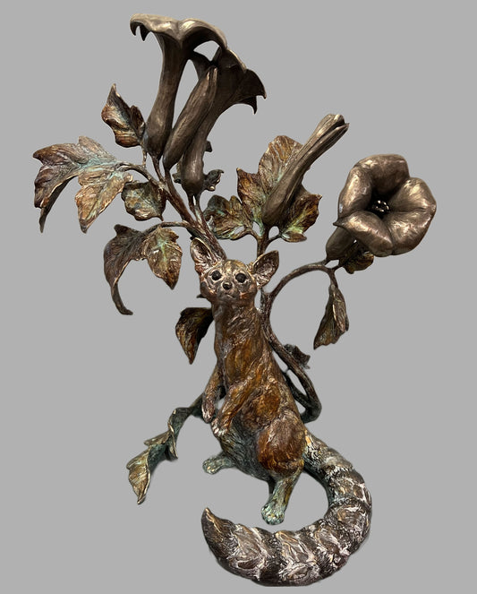 Moon Garden (Ring-Tailed Cat)-Sculpture-Bryce Pettit-Sorrel Sky Gallery