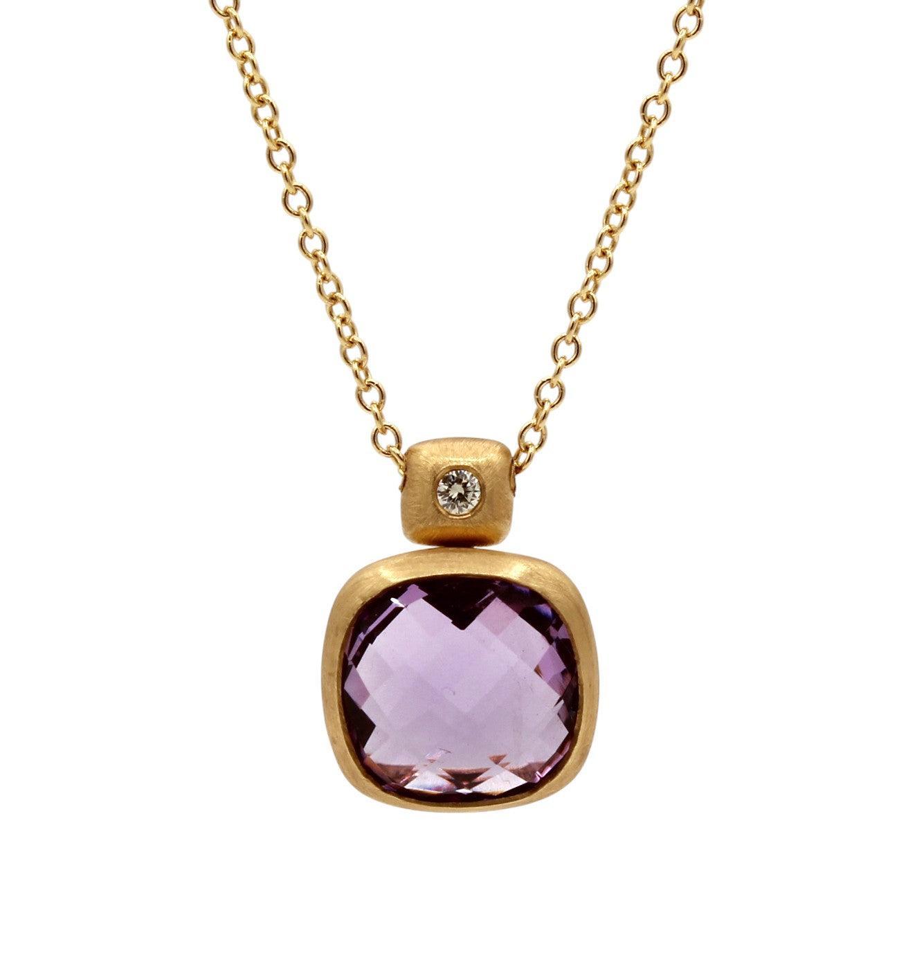 Amethyst Cushion Necklace-Jewelry-Cherie Dori-Sorrel Sky Gallery