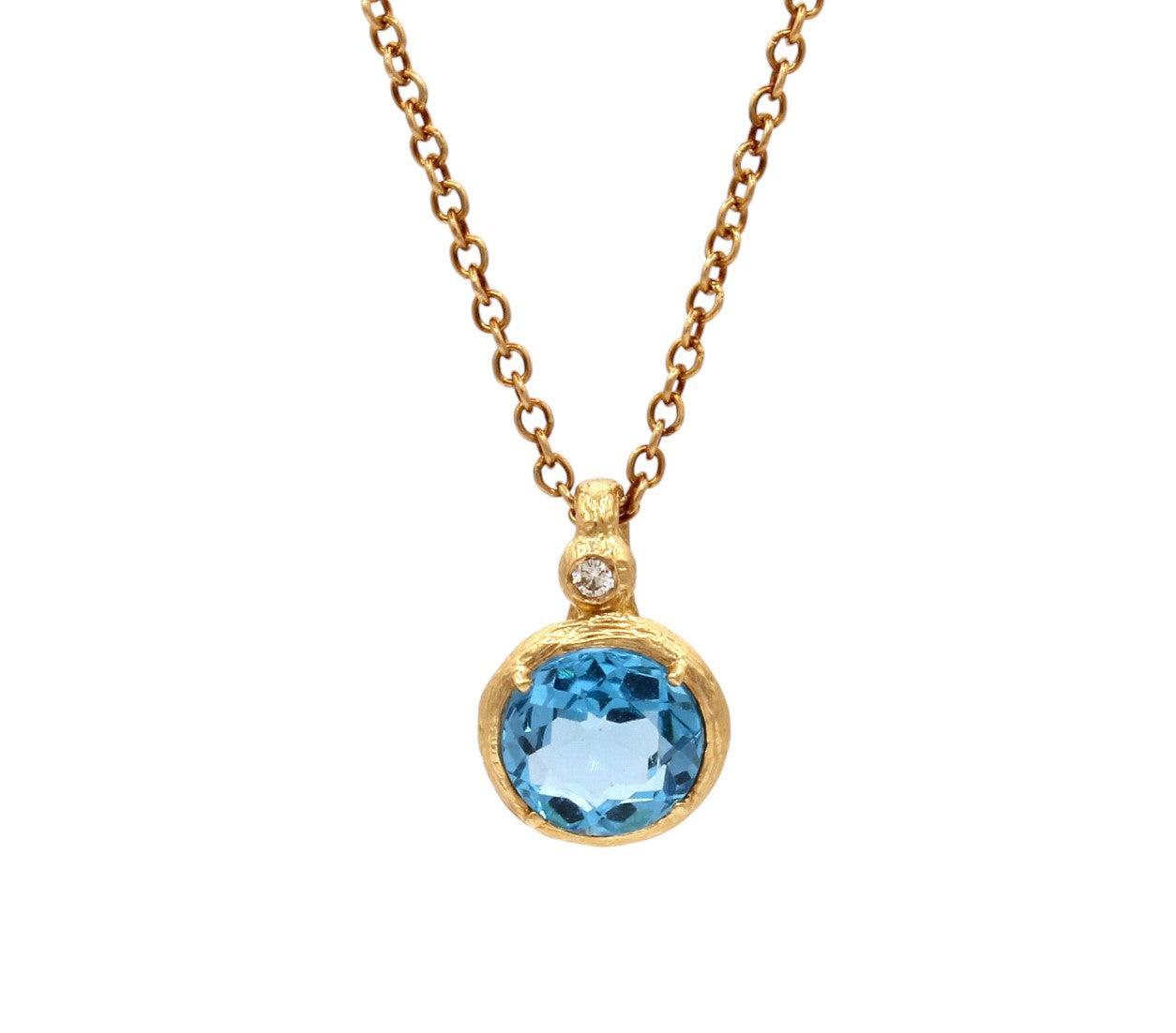 Blue Topaz Lady Bug Necklace-Jewelry-Cherie Dori-Sorrel Sky Gallery