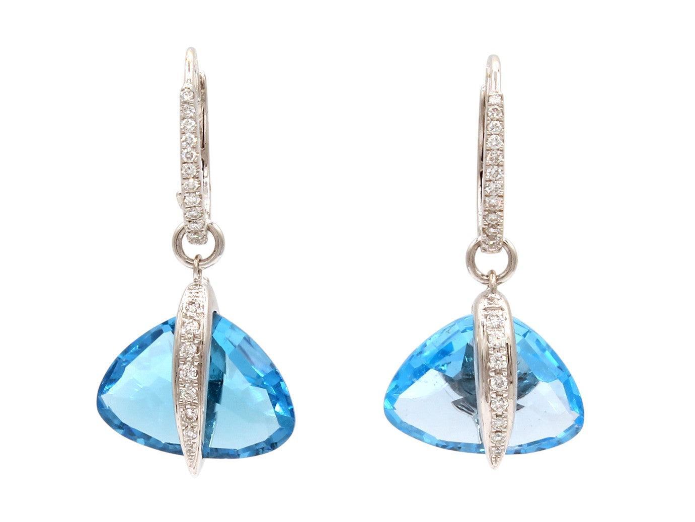 Blue Topaz Trilliant Earrings-Jewelry-Cherie Dori-Sorrel Sky Gallery