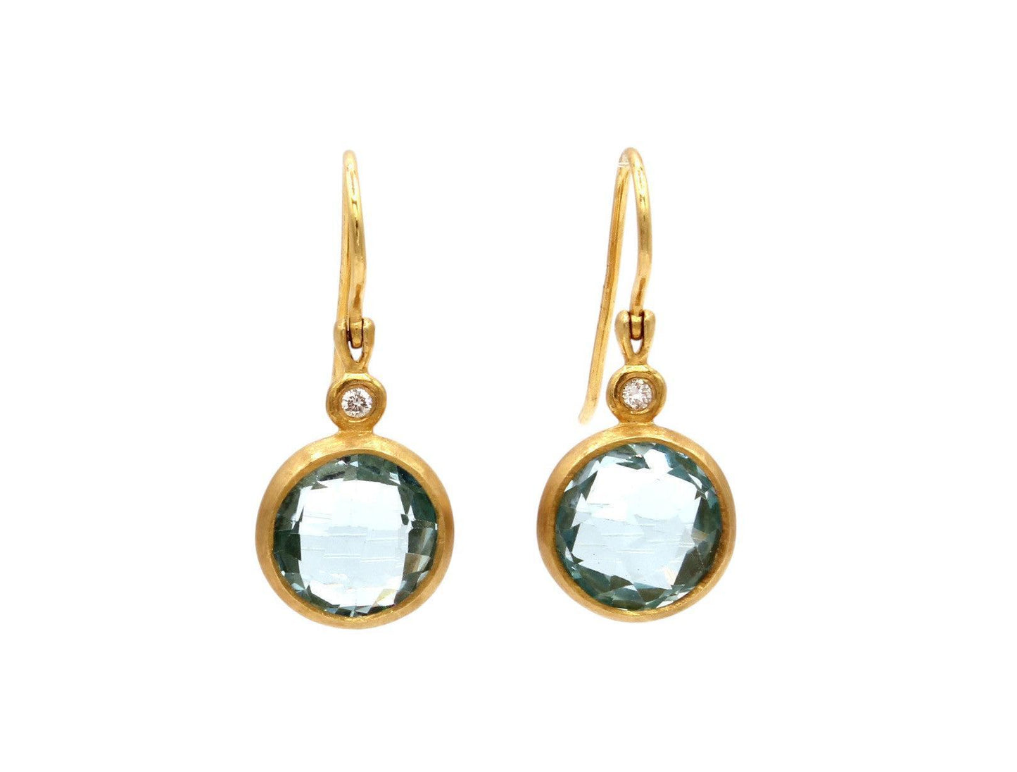 Round Faceted Blue Topaz Earrings-Jewelry-Cherie Dori-Sorrel Sky Gallery