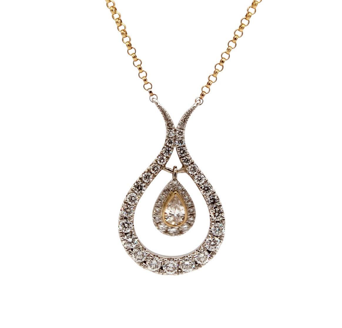 Two Tone Diamond Horse Shoe Necklace-Jewelry-Cherie Dori-Sorrel Sky Gallery