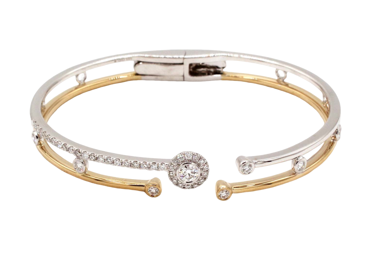 Two Tone Double Row Diamond Bracelet-Jewelry-Cherie Dori-Sorrel Sky Gallery