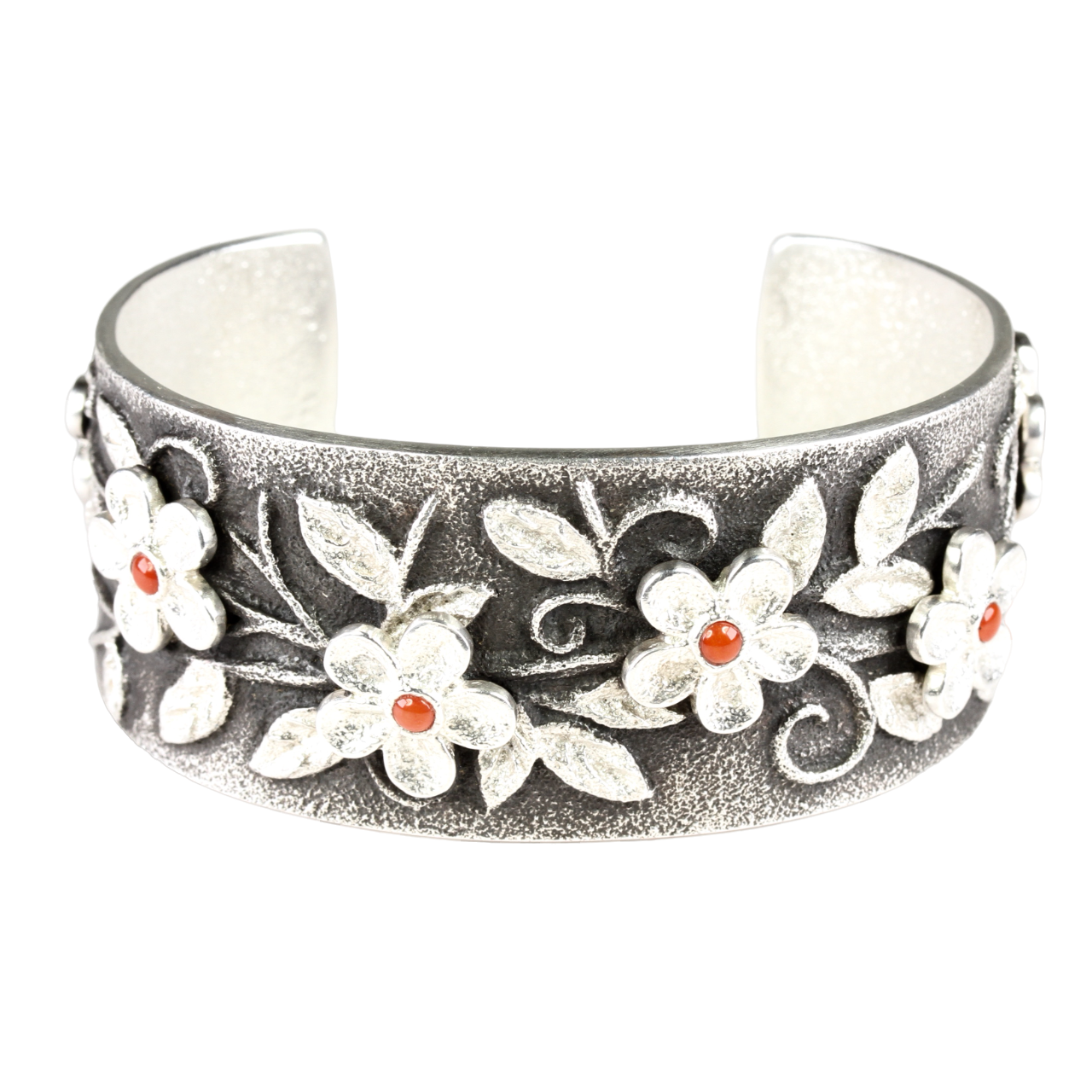 Flower Cuff with Coral-Jewelry-Darryl Begay-Sorrel Sky Gallery