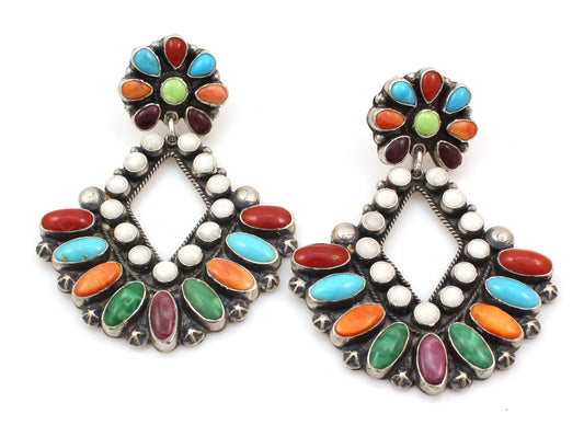 Large Multi Stone Cluster Earrings-Jewelry-Don Lucas-Sorrel Sky Gallery