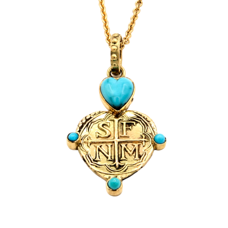 SFNM Heart Pendant with McNulty Turquoise-Jewelry-Doug Magnus-Sorrel Sky Gallery