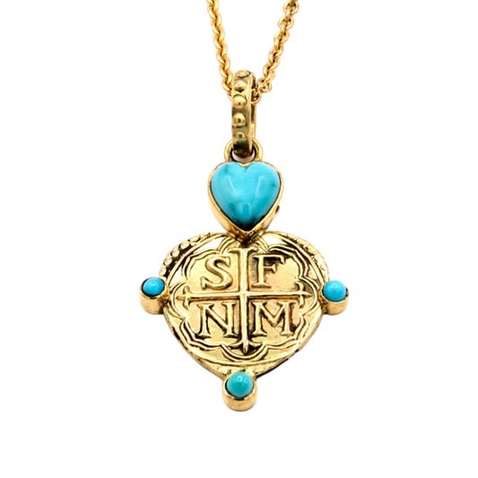 SFNM Heart Pendant with McNulty Turquoise-Jewelry-Doug Magnus-Sorrel Sky Gallery