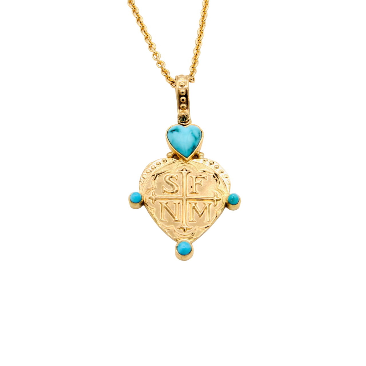 SFNM Heart Pendant with McNulty Turquoise-Jewelry-Doug Magnus-Sorrel Sky Gallery