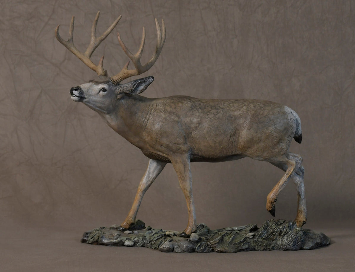 Mule Deer Buck "Attraction" (maquette)-Sculpture-Jim Eppler-Sorrel Sky Gallery