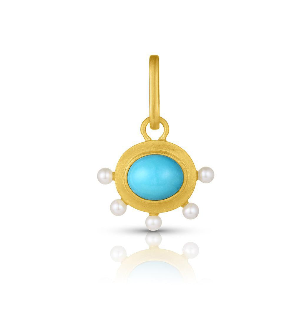 Turquoise and Pearl Frame Pendant-Jewelry-Loren Nicole-Sorrel Sky Gallery