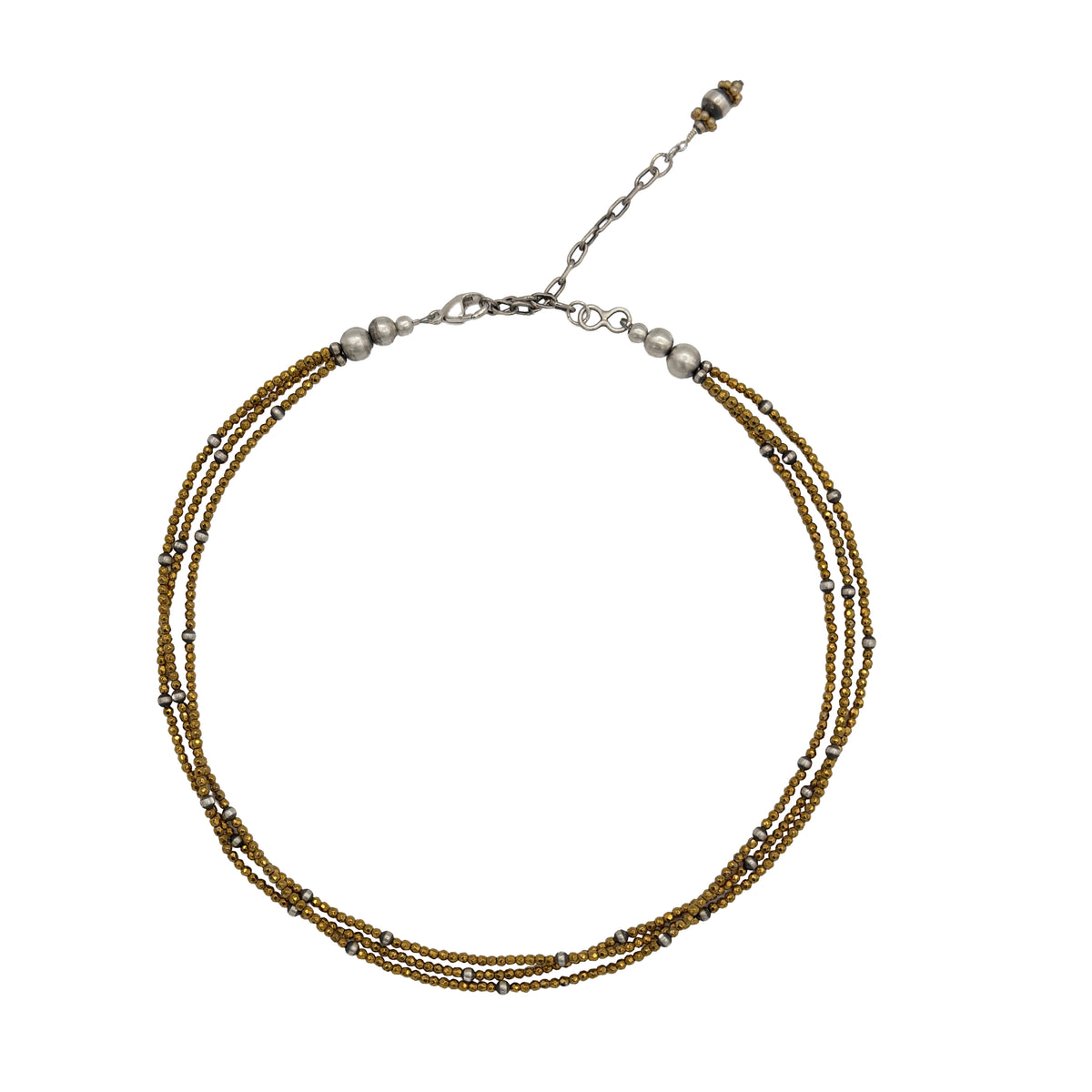 3 Stand Pyrite Necklace-Jewelry-Maria Goler Baca-Sorrel Sky Gallery