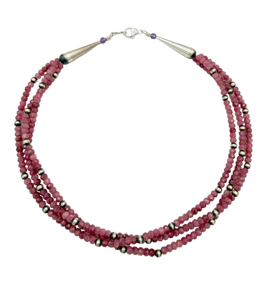 3 Strand Ruby Necklace-Jewelry-Maria Goler Baca-Sorrel Sky Gallery