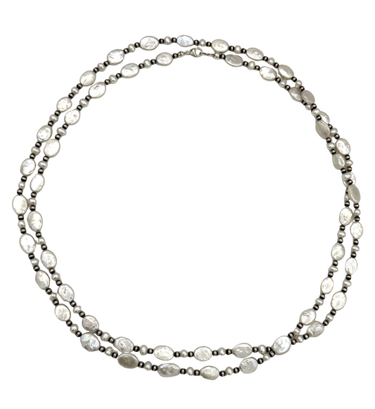 Freshwater Pearl Long Necklace-Jewelry-Maria Goler Baca-Sorrel Sky Gallery