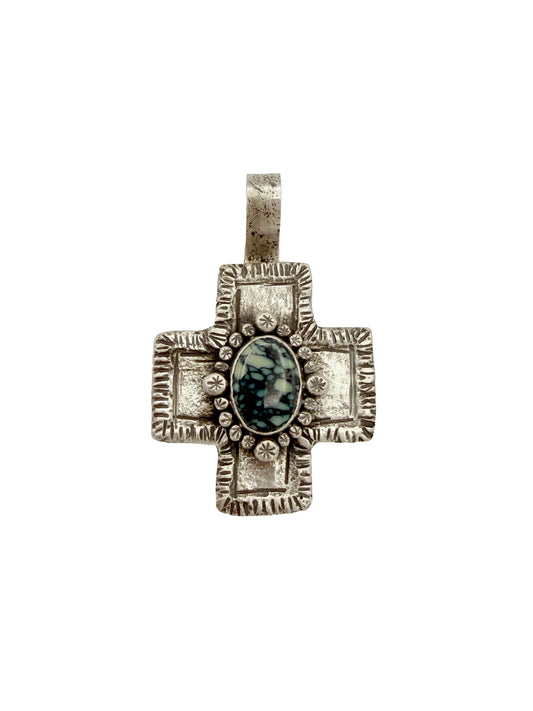 Lander Charcoal Cross Pendant-Jewelry-Maria Goler Baca-Sorrel Sky Gallery