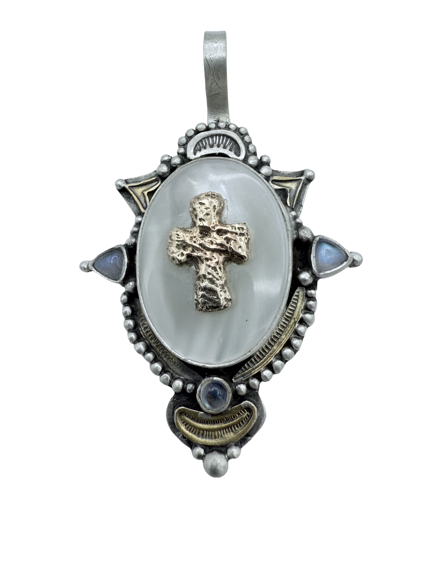 Mother of Pearl Cross Pendant-Jewelry-Maria Goler Baca-Sorrel Sky Gallery
