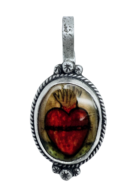 Oval Sacred Heart Pendant-Jewelry-Maria Goler Baca-Sorrel Sky Gallery