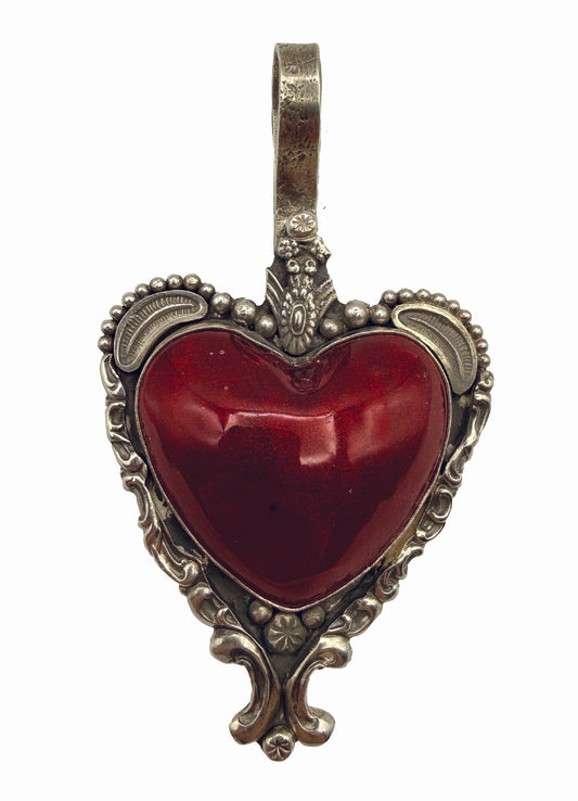 Red Large CarHeart Pendant-Jewelry-Maria Goler Baca-Sorrel Sky Gallery
