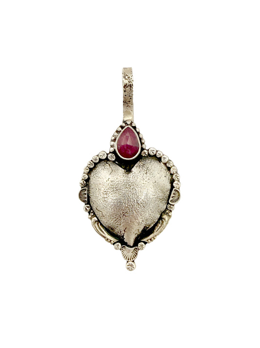 Ruby Heart Pendant-Jewelry-Maria Goler Baca-Sorrel Sky Gallery