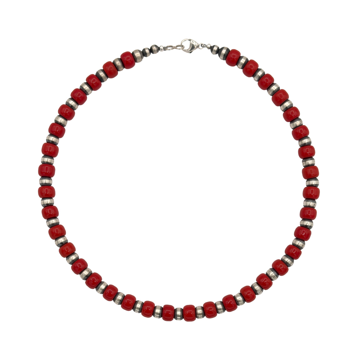 Single Strand Red Baca Bead Necklace-Jewelry-Maria Goler Baca-Sorrel Sky Gallery