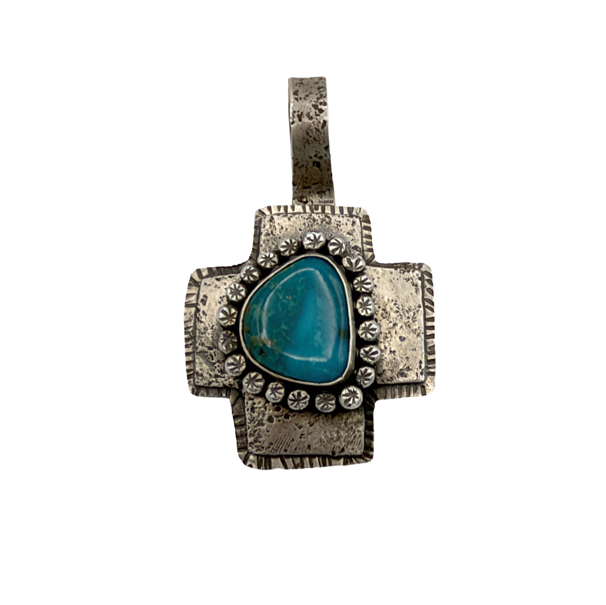 Turquoise Cross Pendant-Jewelry-Maria Goler Baca-Sorrel Sky Gallery