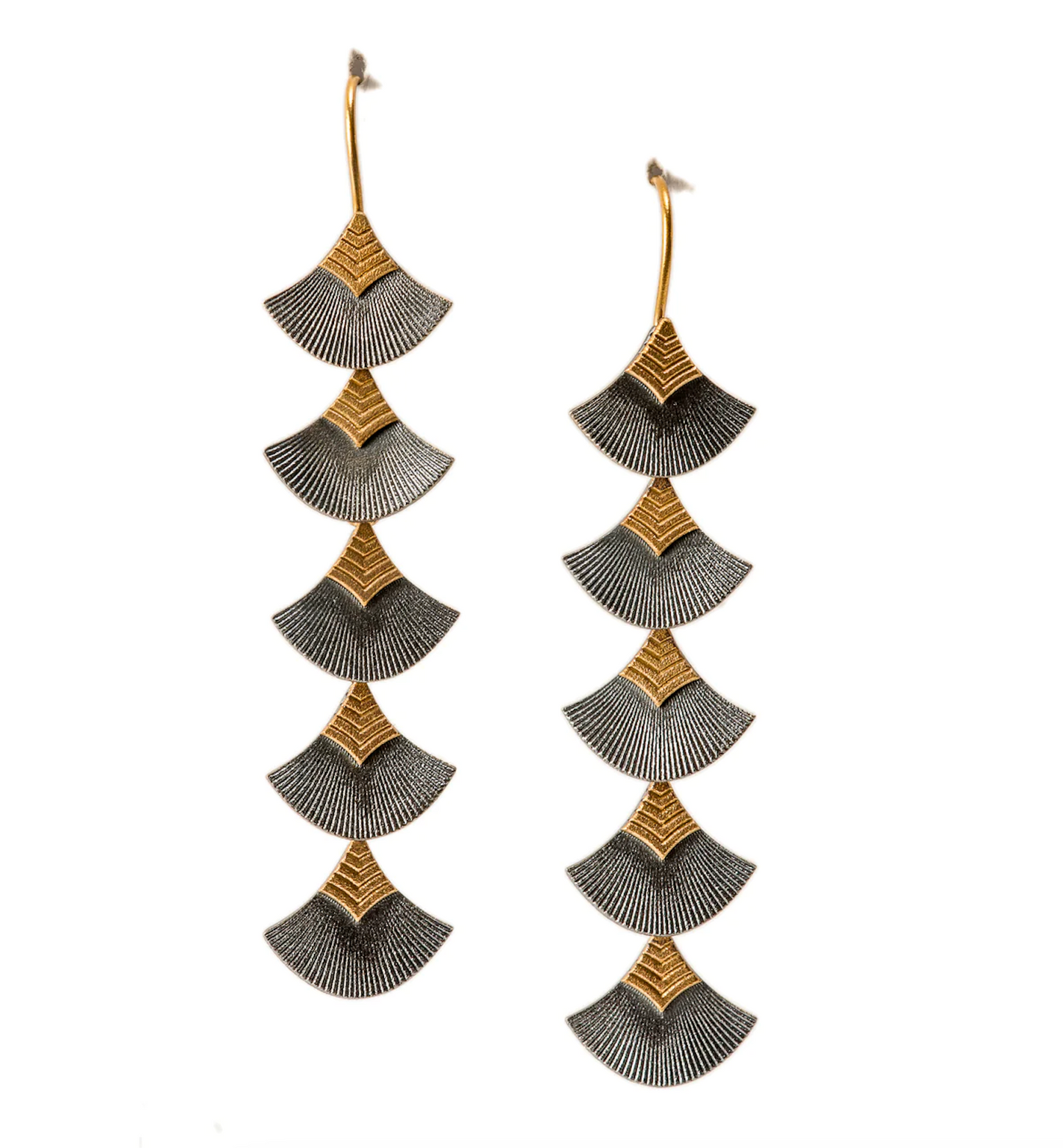 Five Link Fan Earrings-Jewelry-Maria Samora-Sorrel Sky Gallery