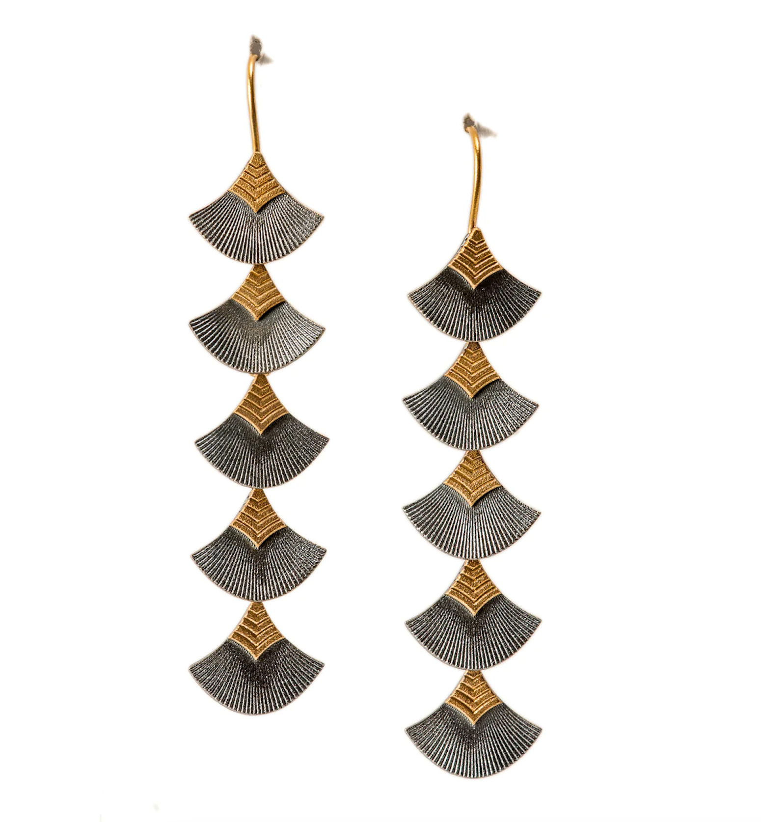Five Link Fan Earrings-Jewelry-Maria Samora-Sorrel Sky Gallery