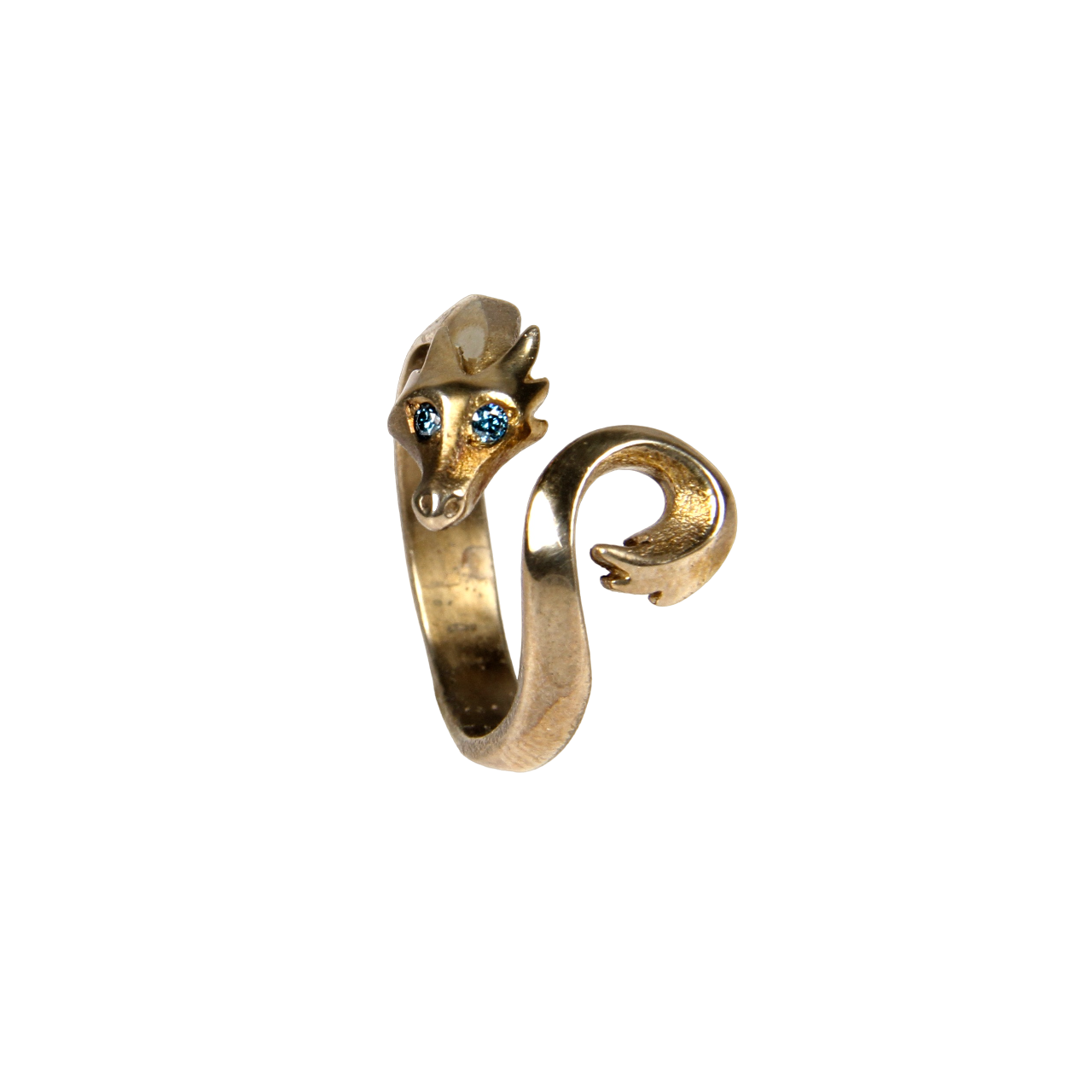 Bronze Feathertail Dragon with Blue Diamonds Ring-Jewelry-Michael Tatom-Sorrel Sky Gallery